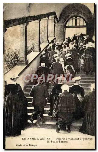 Cartes postales Ste Anne D&#39Auray Pelerins Montant a genoux la Scala Sancta Folklore