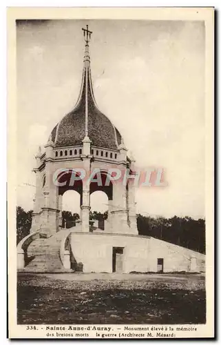 Cartes postales sainte Anne d&#39Auray Monument a la memoire des bretons morts a la guerre Militaria