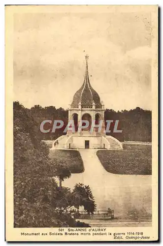 Ansichtskarte AK Sainte Anne D&#39Auray Monument aux soldats bretons morts pendant la guerre 1914 1918 Militaria