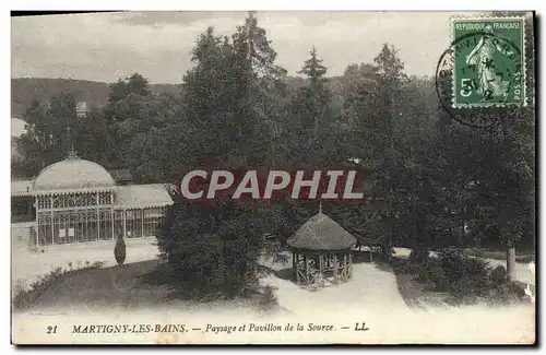 Ansichtskarte AK Martigny Les Bains Paysage et Pavillon de la Source