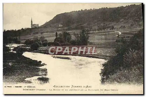 Cartes postales Domremy La Meuse et en arriere plan la basilique du Bois Chenu