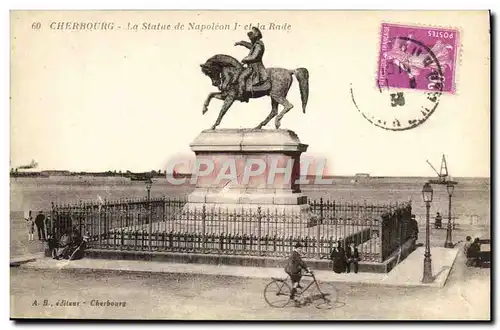 Cartes postales Cherbourg La Statue de Napoleon 1er et la rade