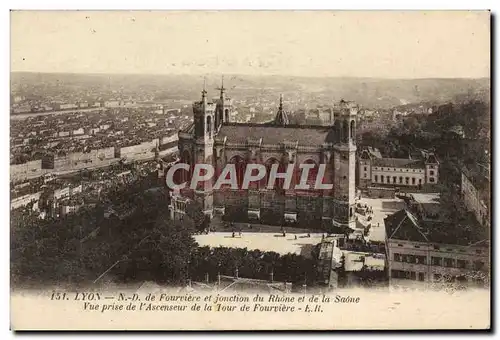 Ansichtskarte AK Lyon Notre Dame de Fourviere et Jonction du Rhone et de la Saone