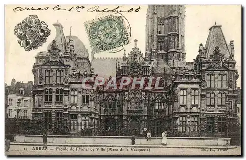 Cartes postales Arras Facade de L'Hotel de Ville Place de la Vacquerie Lion