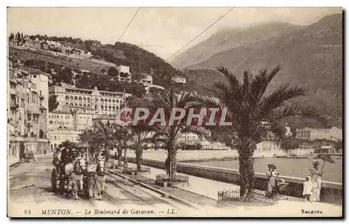 Cartes postales Menton Le Boulevard de Garatan Caleche Chevaux