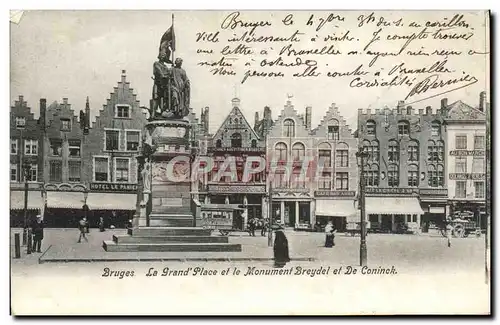 Cartes postales Bruges La Grand Place et la Monument Breydel et De Coninck