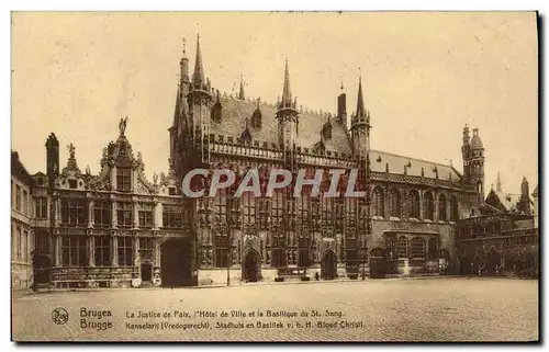 Cartes postales Bruges La Justice de Paix L&#39Hotel de Ville et la Basillique du St sang