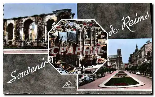 Cartes postales moderne Reims La porte Mars La cathedrale Cours JB Langlet