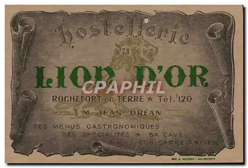 CArte de visite Lion d&#39or Hostellerie Rocherfort en Terre