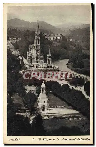 Ansichtskarte AK Lourdes La Basilique Et Le Monument Interallie