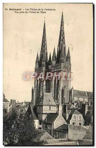 Cartes postales Quimper Les Flechers De La Cathedrale Vue Prise De l&#39Hotel De l&#39Epee