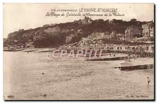 Cartes postales La Normandie Le Havre Ste Adresse La Plage De Galetville et panorama de la falaise