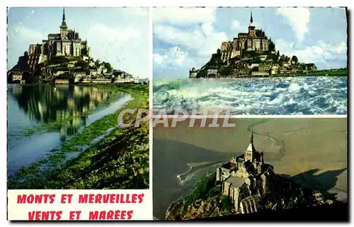 Cartes postales moderne Le Mont Saint michel Vue Generale L&#39Arrivee Cote Sud A Maree Haute Vue Aerienne