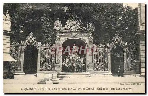 Cartes postales Nancy Fontaine d&#39Amphitrite Par Guibal et Cyffle Grilles de Jean Lamour