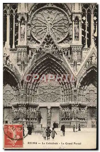 Ansichtskarte AK Reims La Cathedrale Le Grand Portail