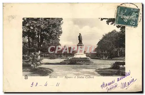 Cartes postales Reims Square Et Statue Colbert