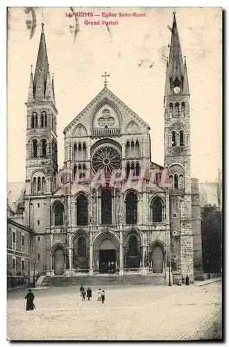 Cartes postales Reims Eglise Saint Remi Grand Portail