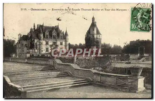 Cartes postales Chenonceaux Ensemble De La Facade Thomas Bohier Et Tour Des Marques