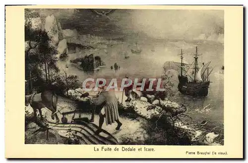 Cartes postales La Fuite De Dedale Et Icare Pierre Breughel le vieux