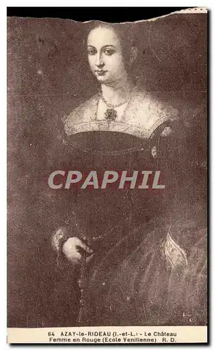 Cartes postales Azay Le Rideau Le Chateau Femme En Rouge