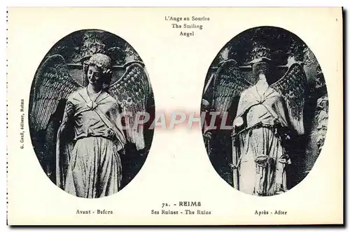 Cartes postales L'Ange Au Sourire Reims Militaria