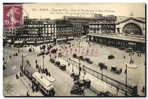 Cartes postales Paris Gare De l&#39Est Rue De Strasbourg Et Rue d&#39Alsace Tramway