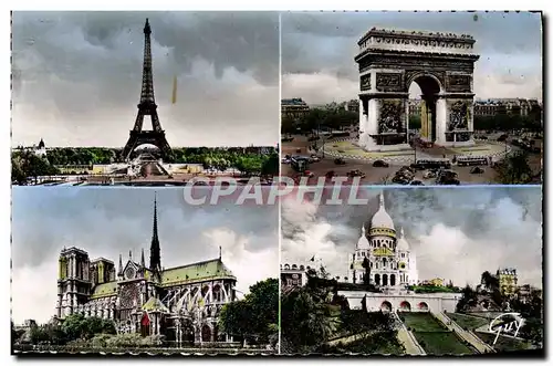 Cartes postales moderne Paris Et Ses Merveilles La Tour Eiffel L&#39Arc de Triomphe Notre Dame