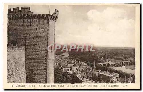 Cartes postales Chinon Le Chateau La Tour De Boissy Et La Vue Generale