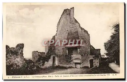 Cartes postales Chinon Le Chateau Salle Ou Jeanne D&#39Arc Est Venue reconnaitre le roi Charles VII