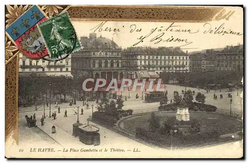 Cartes postales Le Havre La Place Gambetta et le Theatre