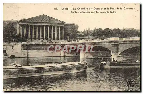 Ansichtskarte AK Paris La Chambre des Deputes et le Pont de la Concorde Bateau Peniche