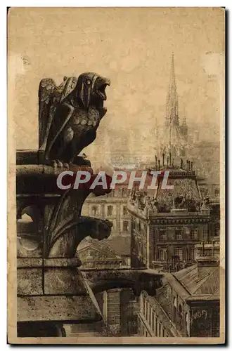 Cartes postales Paris En Flanant Chimere De Notre Dame Et Sainte Chapelle