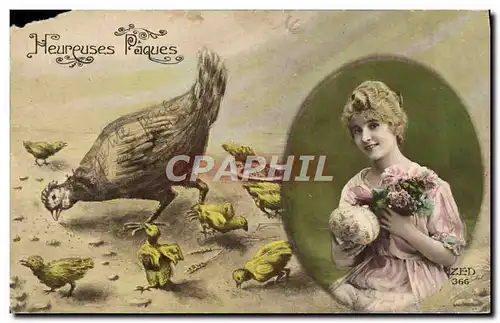 Cartes postales Fantaisie Paques Poussins