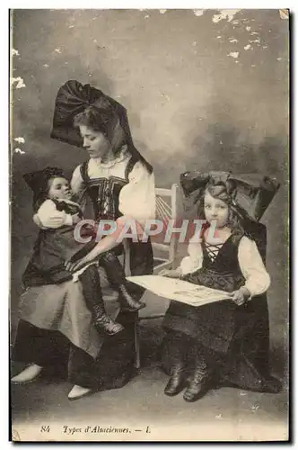 Ansichtskarte AK Types D&#39Alsaciennes Alsace Femme Enfants Folklore