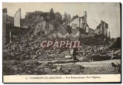 Cartes postales Clermont En Argonne Vue Panoramique sur l'eglise Militaria