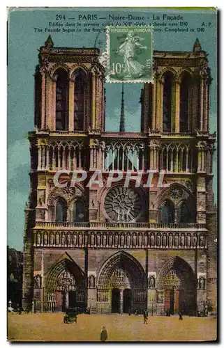 Cartes postales Paris Notre Dame La Facade