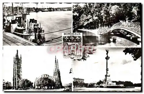 Cartes postales moderne Souvenir de Bordeaux La Rade Bateau Jardin public Pey Berland Girondins