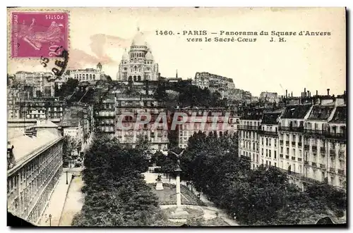 Cartes postales Paris Panorama du Square d&#39Anvers vers le Sacre Coeur