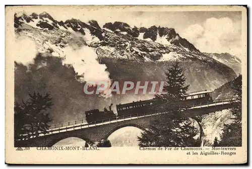 Cartes postales Chamonix Mont Blanc Chemin de Fer Montenvers et les aiguilles rouges Train