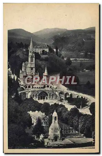 Cartes postales Lourdes La Basilique Vue Du Chateau Fort