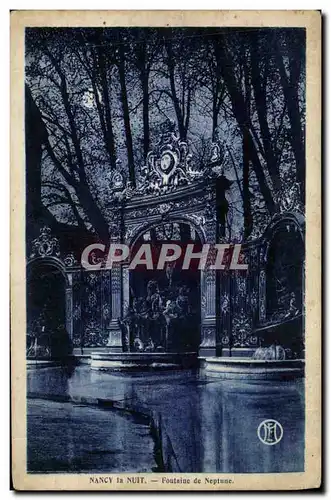 Cartes postales Nancy La Nuit Fontaine de Neptune