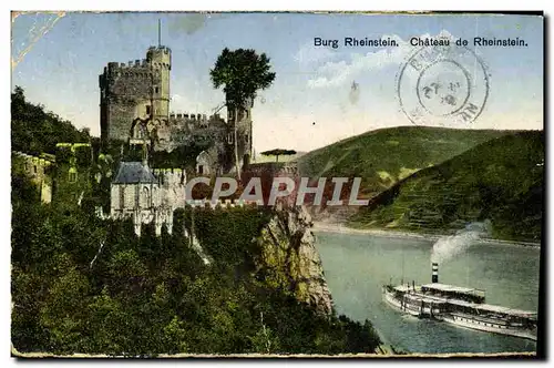 Cartes postales Burg Rheinstein Chateau De Rheinstein Bateau