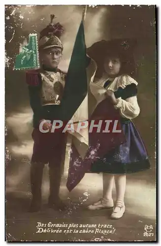 Cartes postales Fantaisie Enfants soldat miliaria Alsace