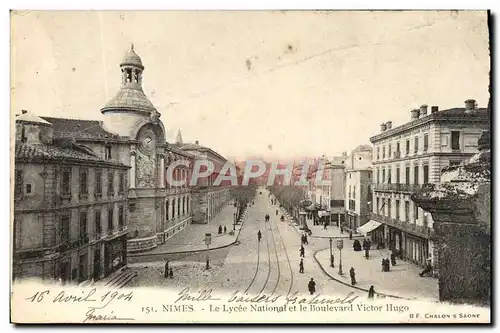 Cartes postales Nimes Le Lycee National et le Boulevard Victor Hugo