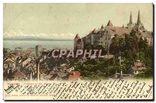 Cartes postales Neuchatel Chateau et les Alpes