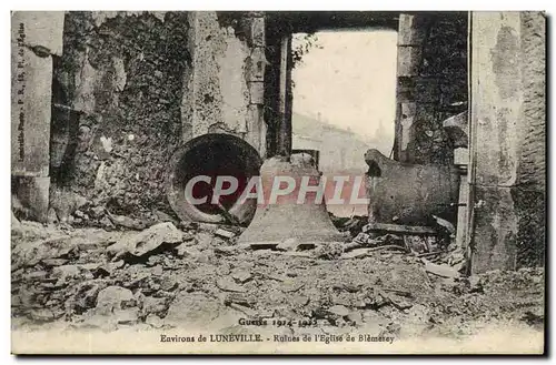 Cartes postales Environs de Luneville Ruines de L&#39Eglise de Blemerey Militaria