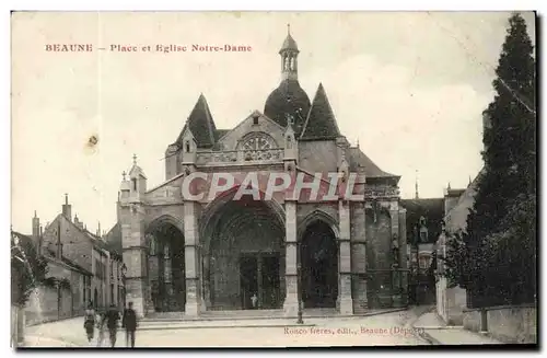 Ansichtskarte AK Beaune Place et Eglise Notre Dame