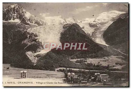 Cartes postales Chamonix Village et Glacier des Bossons