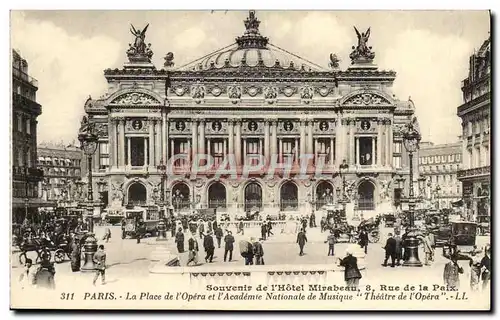 Ansichtskarte AK Souvenir De l&#39Hotel Mirabeau Rue De La Paix Paris La Place De l&#39Opera Et l&#39Academie Nat