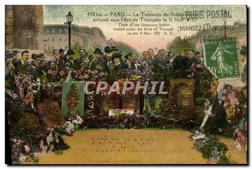 Cartes postales Paris Le Tombeau Du Soldac Inhume Sous l&#39Arc De Triomphe Militaria